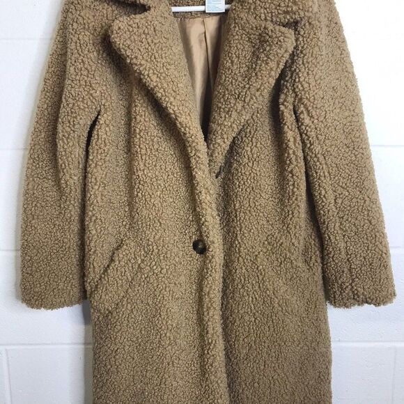 C&C California Womens Beige Teddy Bear Coat Jacket Size Medium - Picture 4 of 15